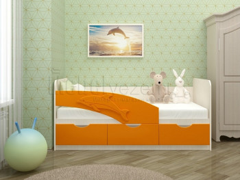 Дельфин-3 Кровать детская 3 ящика без ручек 1.8 Оранжевый глянец в Рубцовске - rubcovsk.mebel54.com | фото