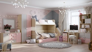 Детская комната Грэйси (Розовый/Серый/корпус Клен) в Рубцовске - rubcovsk.mebel54.com | фото