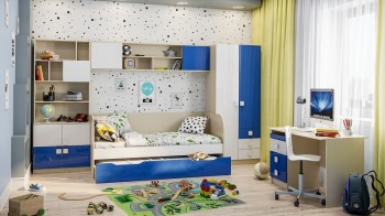 Детская комната Скай Люкс (Синий/Белый/корпус Клен) в Рубцовске - rubcovsk.mebel54.com | фото