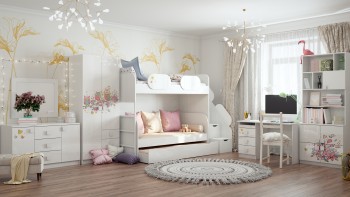 Детская комната Совушки (Белый/корпус Выбеленное дерево) в Рубцовске - rubcovsk.mebel54.com | фото