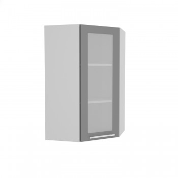 Гарда ВПУС 550 шкаф верхний угловой со стеклом высокий (Белый Эмалит/корпус Серый) в Рубцовске - rubcovsk.mebel54.com | фото