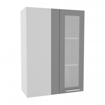 Капри ВПУС 650 шкаф верхний угловой со стеклом высокий (Липа белый/корпус Серый) в Рубцовске - rubcovsk.mebel54.com | фото