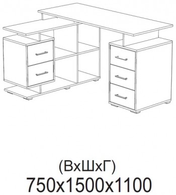Компьютерный стол угловой СКМУ-3 белый в Рубцовске - rubcovsk.mebel54.com | фото