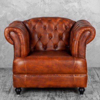 Кресло кожаное Лофт Честер-Нью (Коричневый, Рыжий) в Рубцовске - rubcovsk.mebel54.com | фото