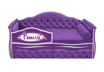 Кровать 160 серии Иллюзия 2 ящика 32 Фиолетовый (мягкие боковые накладки/подушка валик) в Рубцовске - rubcovsk.mebel54.com | фото