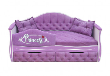 Кровать 160 серии Иллюзия 2 ящика 67 Светло-фиолетовый (подушки/мягкий бортик) в Рубцовске - rubcovsk.mebel54.com | фото