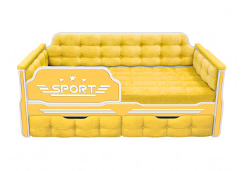 Кровать 160 серии Спорт 2 ящика 74 Жёлтый (мягкие боковые накладки) в Рубцовске - rubcovsk.mebel54.com | фото