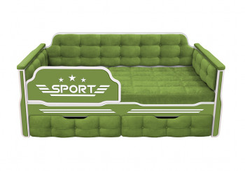Кровать 160 серии Спорт 2 ящика 76 Зелёный (мягкие боковые накладки) в Рубцовске - rubcovsk.mebel54.com | фото