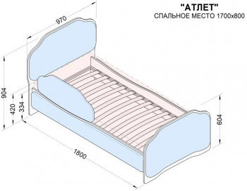 Кровать 170 Атлет 29 Синий (мягкий бортик) в Рубцовске - rubcovsk.mebel54.com | фото