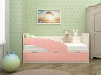 Кровать Бабочки 1,6м (Розовый металлик) в Рубцовске - rubcovsk.mebel54.com | фото