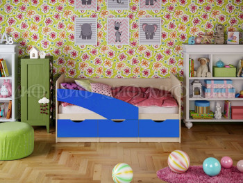 Кровать Бабочки 1,6м (Синий матовый) в Рубцовске - rubcovsk.mebel54.com | фото