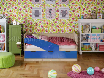 Кровать Бабочки 1,6м (Синий металлик) в Рубцовске - rubcovsk.mebel54.com | фото