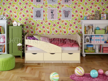 Кровать Бабочки 1,6м (Ваниль матовый) в Рубцовске - rubcovsk.mebel54.com | фото