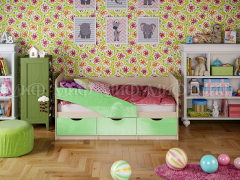 Кровать Бабочки 2,0м (Салатовый металлик) в Рубцовске - rubcovsk.mebel54.com | фото