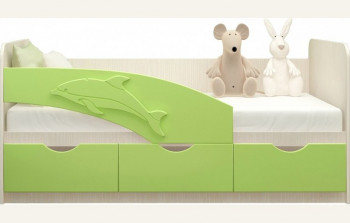 Кровать детская 1,6м Дельфин (Салатовый металлик) в Рубцовске - rubcovsk.mebel54.com | фото