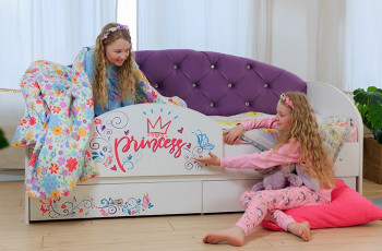 Кровать детская Эльза с бортиком Принцесса Белый/Фиолетовый в Рубцовске - rubcovsk.mebel54.com | фото