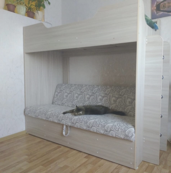 Кровать двухъярусная с диваном (Беленый дуб) в Рубцовске - rubcovsk.mebel54.com | фото