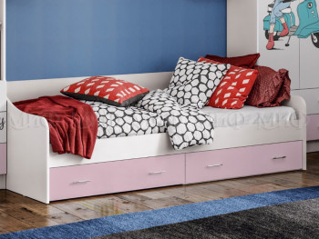 Кровать Fashion-1 Вега 0,9 м (Белый/Розовый) в Рубцовске - rubcovsk.mebel54.com | фото