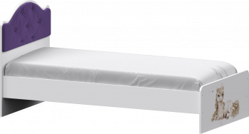 Кровать Каспер с мягкой спинкой и фотопечатью (800х1900)Белый/Фиолетовый в Рубцовске - rubcovsk.mebel54.com | фото