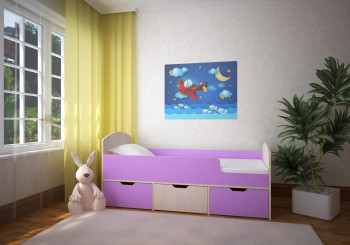 Кровать Малыш-мини Дуб молочный/Ирис в Рубцовске - rubcovsk.mebel54.com | фото