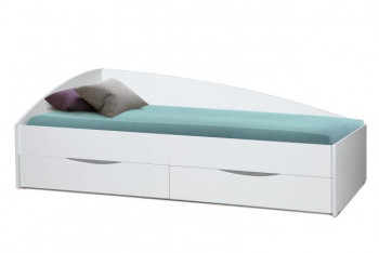 Кровать одинарная "Фея - 3" (асимметричная) (2000х900) New/(белый / белый / ДВПО белый) в Рубцовске - rubcovsk.mebel54.com | фото
