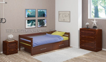 Кровать одинарная ГЛОРИЯ из массива сосны  900*2000 (Орех) в Рубцовске - rubcovsk.mebel54.com | фото