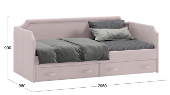 Кровать с мягкой обивкой и ящиками «Кантри» Тип 1 (900) (Велюр пудровый) в Рубцовске - rubcovsk.mebel54.com | фото