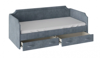 Кровать с мягкой обивкой и ящиками «Кантри» Тип 1 (900) (Замша синяя) в Рубцовске - rubcovsk.mebel54.com | фото