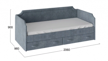 Кровать с мягкой обивкой и ящиками «Кантри» Тип 1 (900) (Замша синяя) в Рубцовске - rubcovsk.mebel54.com | фото