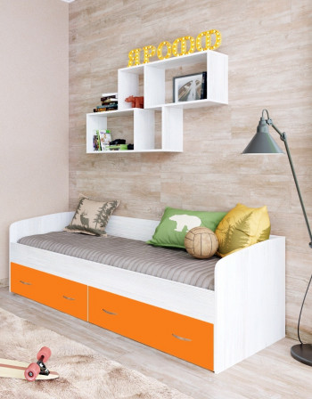 Кровать с выкатными ящиками Винтерберг/Оранжевый в Рубцовске - rubcovsk.mebel54.com | фото