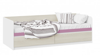 Кровать «Сканди» с 2 ящиками Дуб Гарден/Белый/Лиловый в Рубцовске - rubcovsk.mebel54.com | фото
