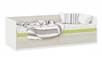 Кровать «Сканди» с 2 ящиками Дуб Гарден/Белый/Зеленый в Рубцовске - rubcovsk.mebel54.com | фото