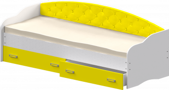 Кровать Софа-7 с мягкой спинкой (800х1900) Белый/Желтый в Рубцовске - rubcovsk.mebel54.com | фото