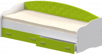 Кровать Софа-7 с мягкой спинкой (800х1900) Белый/Лайм в Рубцовске - rubcovsk.mebel54.com | фото