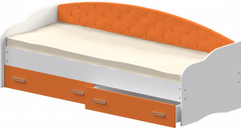 Кровать Софа-7 с мягкой спинкой (800х1900) Белый/Оранжевый в Рубцовске - rubcovsk.mebel54.com | фото