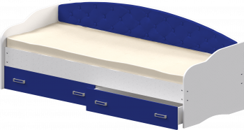 Кровать Софа-7 с мягкой спинкой (800х1900) Белый/Синий в Рубцовске - rubcovsk.mebel54.com | фото