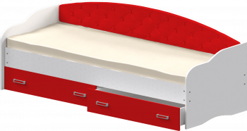 Кровать Софа-8 с мягкой спинкой (900х1900) Белый/Красный в Рубцовске - rubcovsk.mebel54.com | фото