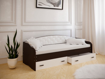 Кровать Софа-8 с мягкой спинкой (900х1900) Венге/ Белый в Рубцовске - rubcovsk.mebel54.com | фото