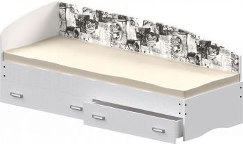 Кровать Софа-9 с мягкой спинкой с рисунком Милана (900х1900) Белый в Рубцовске - rubcovsk.mebel54.com | фото