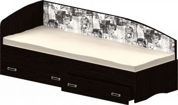 Кровать Софа-9 с мягкой спинкой с рисунком Милана (900х1900) Венге в Рубцовске - rubcovsk.mebel54.com | фото