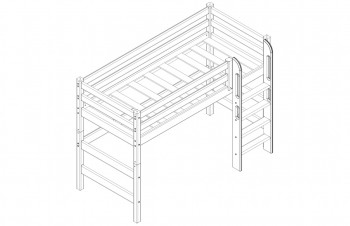 Кровать Соня вариант 5 полувысокая с прямой лестницей белый полупрозрачный в Рубцовске - rubcovsk.mebel54.com | фото