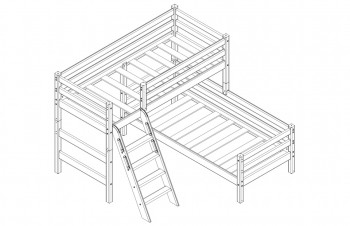 Кровать Соня вариант 8 угловая с наклонной лестницей Белый полупрозрачный в Рубцовске - rubcovsk.mebel54.com | фото