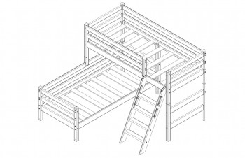Кровать Соня вариант 8 угловая с наклонной лестницей Белый полупрозрачный в Рубцовске - rubcovsk.mebel54.com | фото