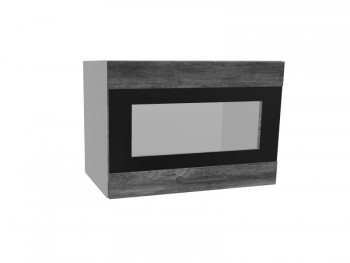 Лофт ПГСФ 500 шкаф верхний горизонтальный со стеклом и фотопечатью (Дуб бурый/корпус Серый) в Рубцовске - rubcovsk.mebel54.com | фото