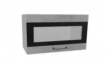Лофт ПГСФ 600 шкаф верхний горизонтальный со стеклом и фотопечатью (Бетон светлый/корпус Серый) в Рубцовске - rubcovsk.mebel54.com | фото
