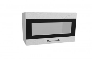 Лофт ПГСФ 600 шкаф верхний горизонтальный со стеклом и фотопечатью (Штукатурка белая/корпус Серый) в Рубцовске - rubcovsk.mebel54.com | фото