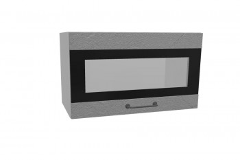 Лофт ПГСФ 600 шкаф верхний горизонтальный со стеклом и фотопечатью (Штукатурка серая/корпус Серый) в Рубцовске - rubcovsk.mebel54.com | фото