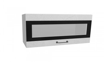 Лофт ПГСФ 800 шкаф верхний горизонтальный со стеклом и фотопечатью (Штукатурка белая/корпус Серый) в Рубцовске - rubcovsk.mebel54.com | фото