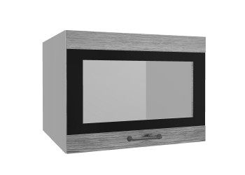 Лофт ВПГСФ 600 шкаф верхний горизонтальный со стеклом высокий с фотопечатью (Дуб майский/корпус Серый) в Рубцовске - rubcovsk.mebel54.com | фото