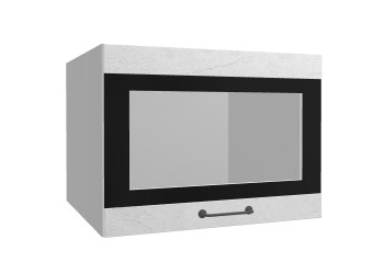 Лофт ВПГСФ 600 шкаф верхний горизонтальный со стеклом высокий с фотопечатью (Штукатурка белая/корпус Серый) в Рубцовске - rubcovsk.mebel54.com | фото